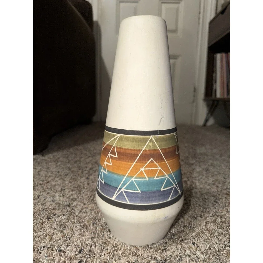 Vintage Sioux Pottery Janis Hand Painted Native American Vase w/ Brochure